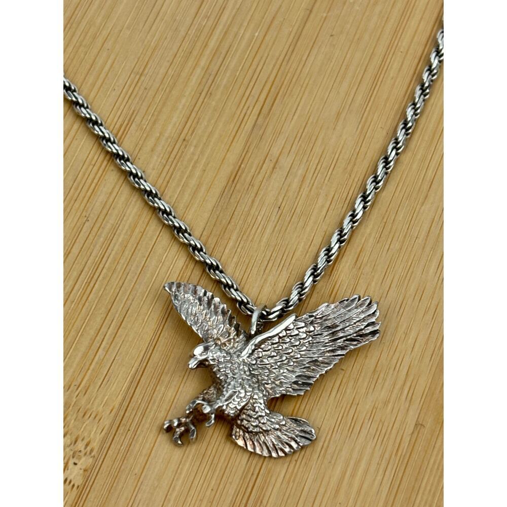 Vintage Silver Eagle Pendant Necklace